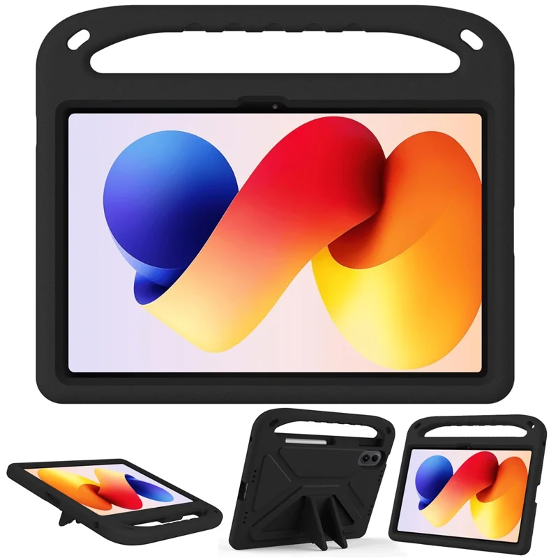 Coque pour Xiaomi Redmi Pad 2 Pro avec poignée et support intégré, housse en EVA pour tablette - Noir