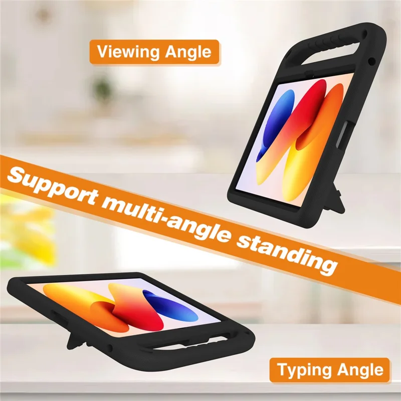 Coque pour Xiaomi Redmi Pad 2 Pro avec poignée et support intégré, housse en EVA pour tablette - Noir