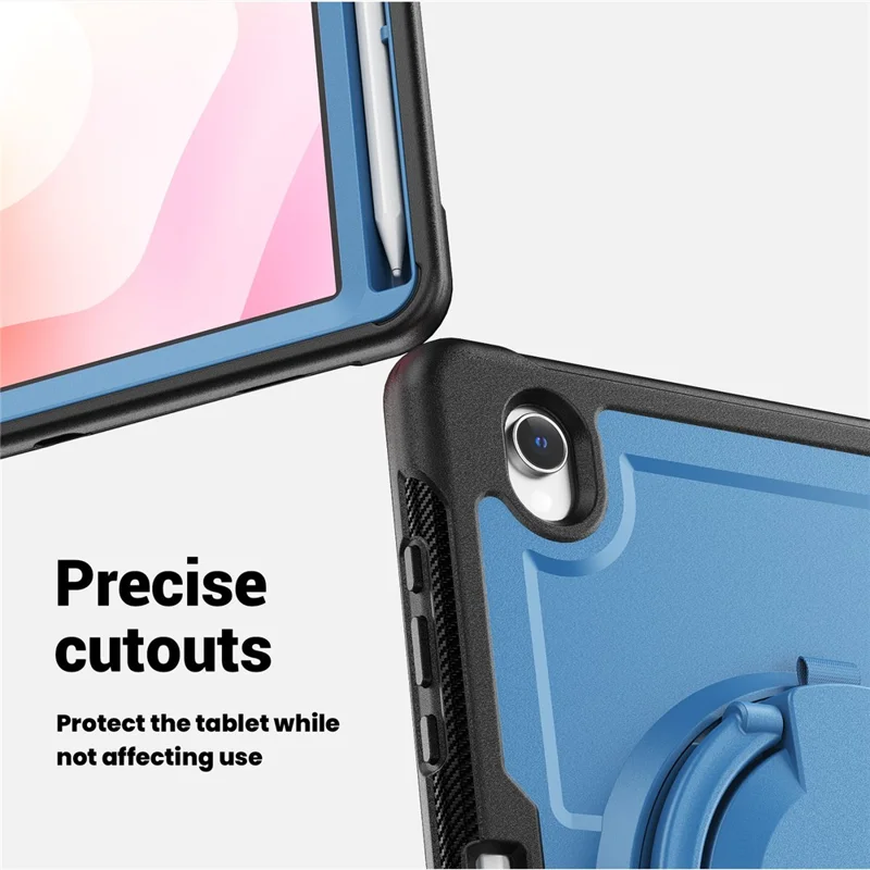 Cover per Samsung Galaxy Tab S10 Lite con Supporto Girevole, Custodia Protettiva PC + TPU Antiurto con Tracolla - Blu Navy