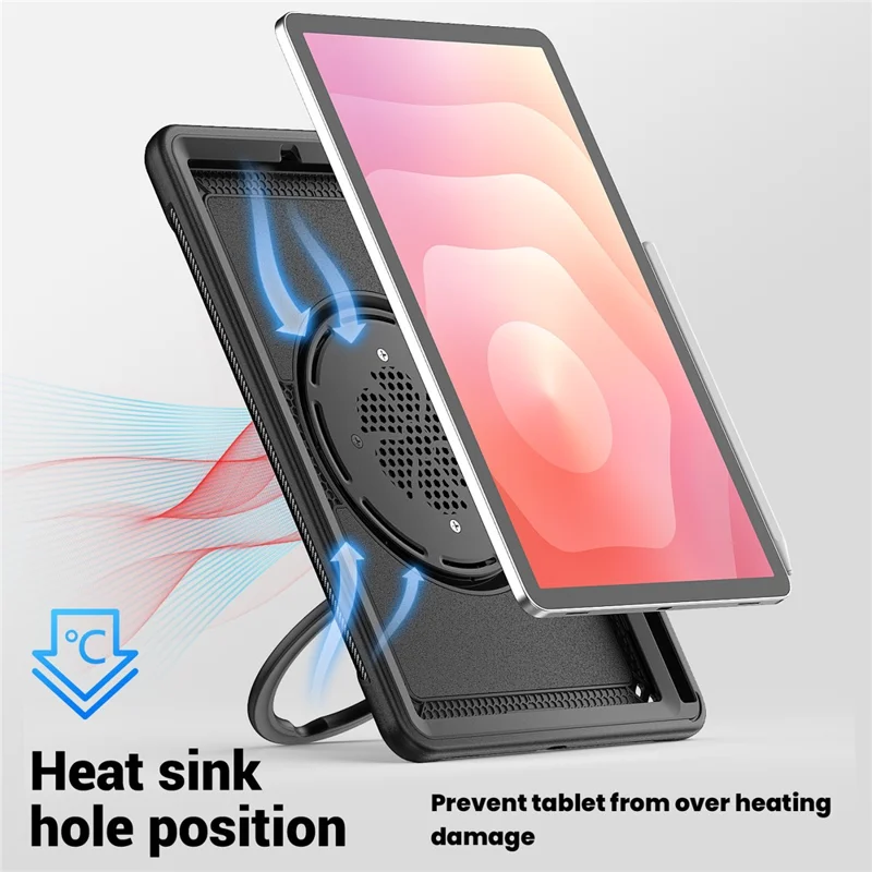 Cover per Samsung Galaxy Tab S10 Lite con Supporto Girevole, Custodia Protettiva PC + TPU Antiurto - Nero