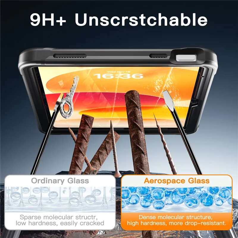 Kickstand Case for iPad (2025) / iPad 10.9 (2022) Drop Protection TPU + PC Tablet Cover with 9H Screen Film - Black