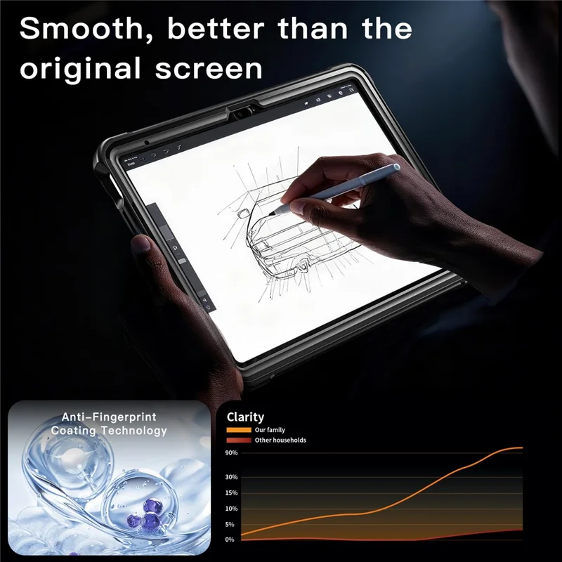 Kickstand Case for iPad (2025) / iPad 10.9 (2022) Drop Protection TPU + PC Tablet Cover with 9H Screen Film - Black