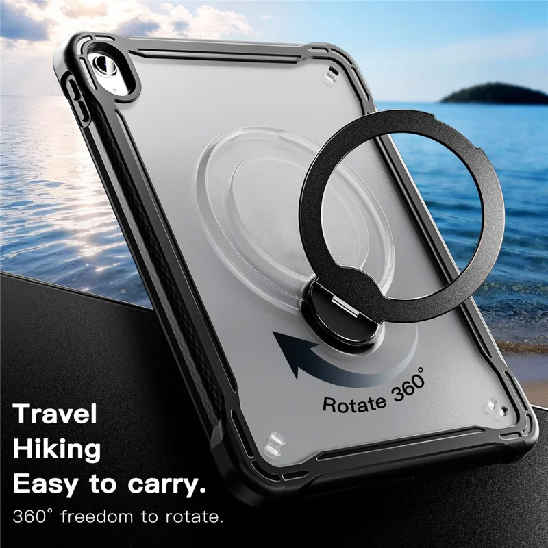 Kickstand Case for iPad (2025) / iPad 10.9 (2022) Drop Protection TPU + PC Tablet Cover with 9H Screen Film - Black