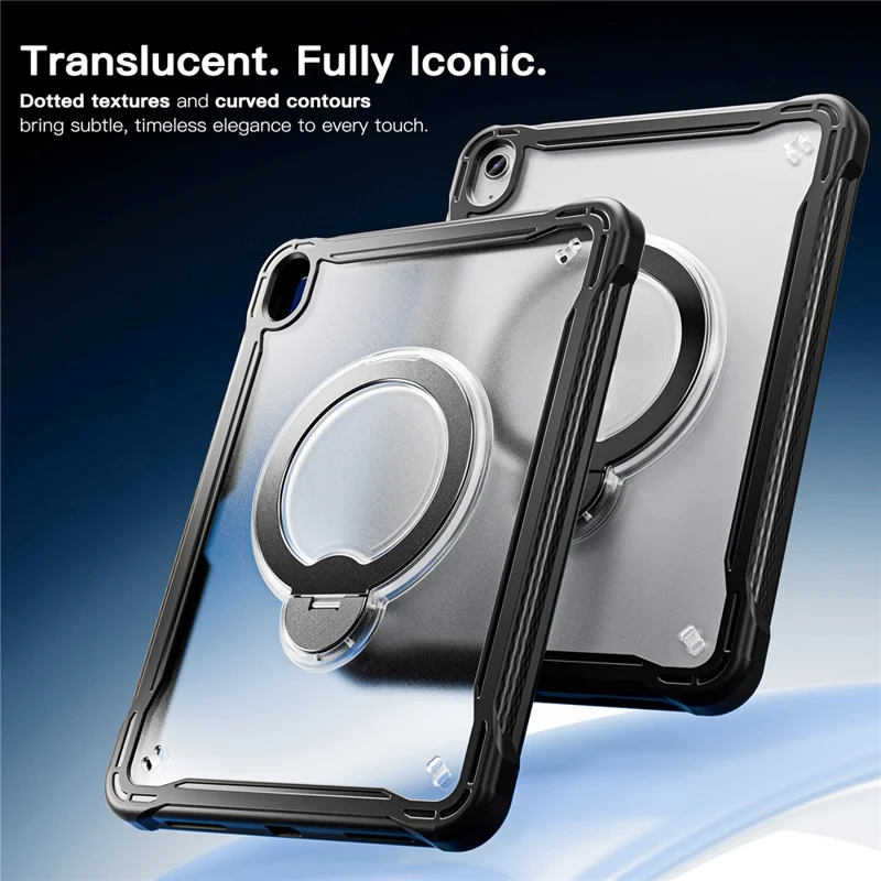 Kickstand Case for iPad (2025) / iPad 10.9 (2022) Drop Protection TPU + PC Tablet Cover with 9H Screen Film - Black