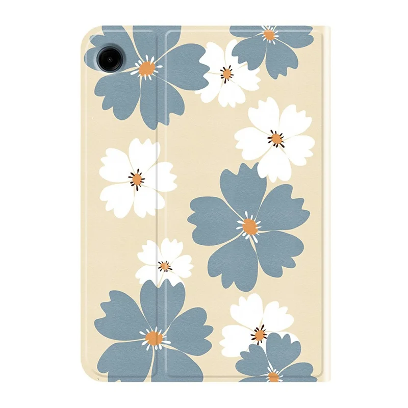 PU Leather Case For Samsung Galaxy Tab A11  /  Tab A9 Pattern Print Tablet Cover Stand with Pen Slot (Stylus Not Included)  - Blue Daisies