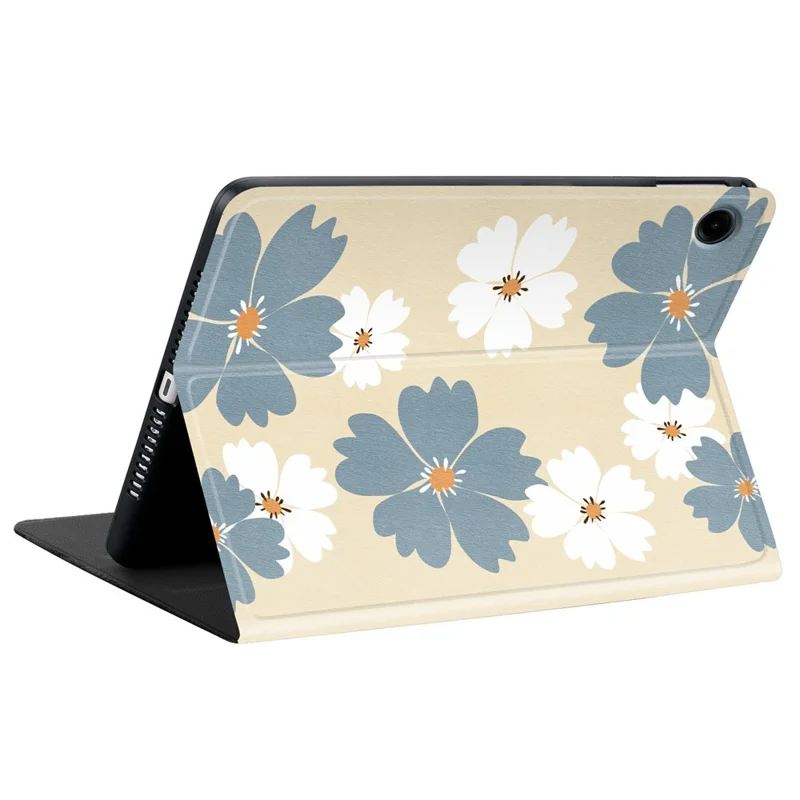 PU Leather Case For Samsung Galaxy Tab A11  /  Tab A9 Pattern Print Tablet Cover Stand with Pen Slot (Stylus Not Included)  - Blue Daisies