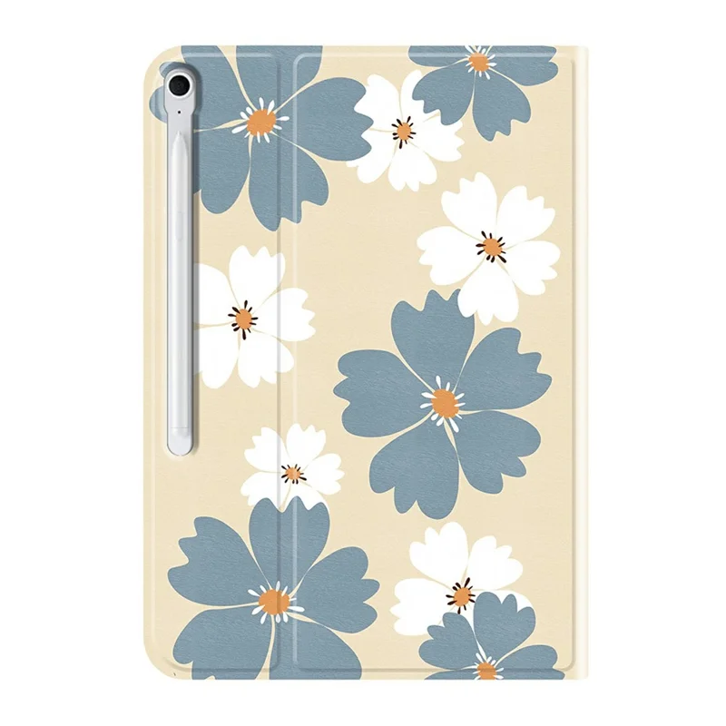 For Samsung Galaxy Tab S10 FE+ PU Leather Case Pattern Print Tablet Cover Stand with Pen Slot (Stylus Not Included)  - Blue Daisies