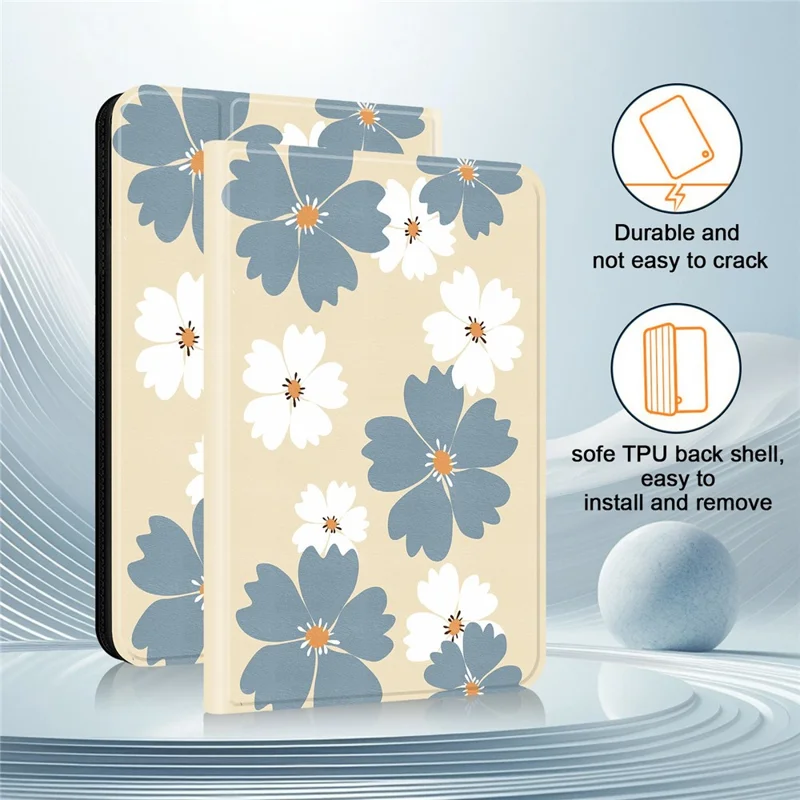 PU Leather Case For Samsung Galaxy Tab S10+  /  Tab S9 FE+ Pattern Print Tablet Cover Stand with Pen Slot (Stylus Not Included) - Blue Daisies