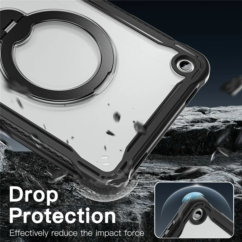 Kickstand Case with Shoulder Strap / Screen Film for Samsung Galaxy Tab A9+ Drop Protection TPU + PC Tablet Cover - Black