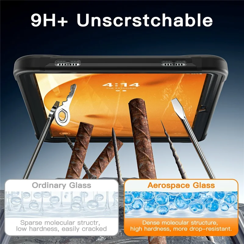 Kickstand Case with Shoulder Strap / Screen Film for Samsung Galaxy Tab A9+ Drop Protection TPU + PC Tablet Cover - Black