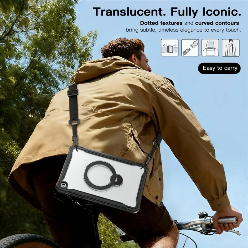 Kickstand Case with Shoulder Strap / Screen Film for Samsung Galaxy Tab A9+ Drop Protection TPU + PC Tablet Cover - Black