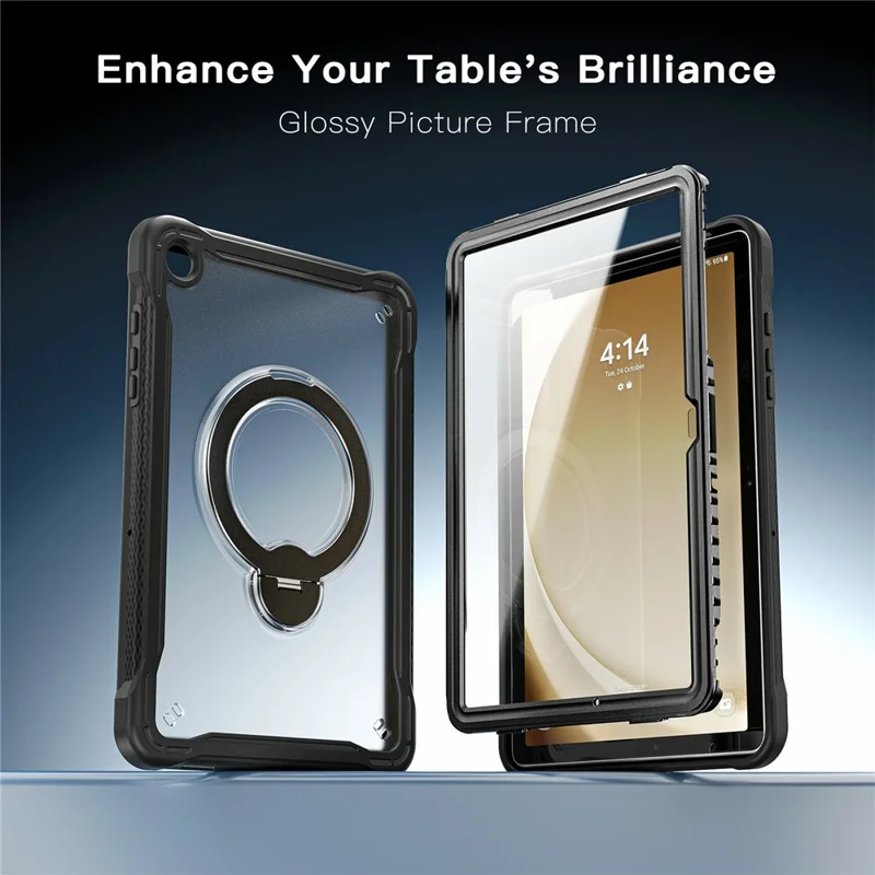 Kickstand Case for Samsung Galaxy Tab A9+ Drop Protection TPU + PC Tablet Cover with 9H Screen Film - Black