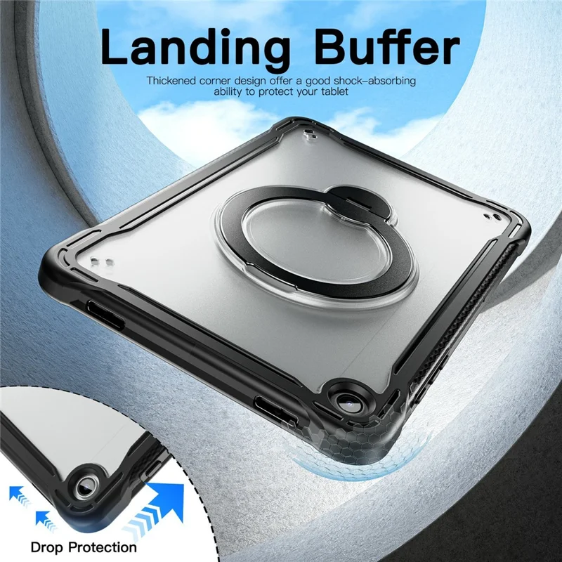 Kickstand Case for Samsung Galaxy Tab A9+ Drop Protection TPU + PC Tablet Cover with 9H Screen Film - Black