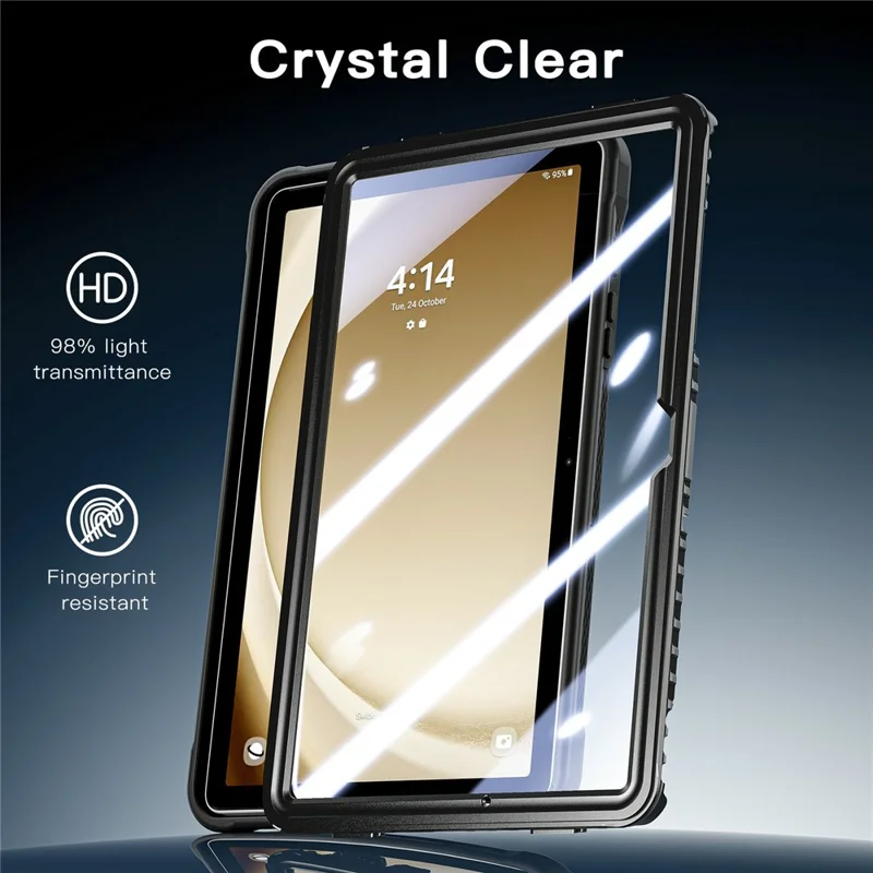 Kickstand Case for Samsung Galaxy Tab A9+ Drop Protection TPU + PC Tablet Cover with 9H Screen Film - Black