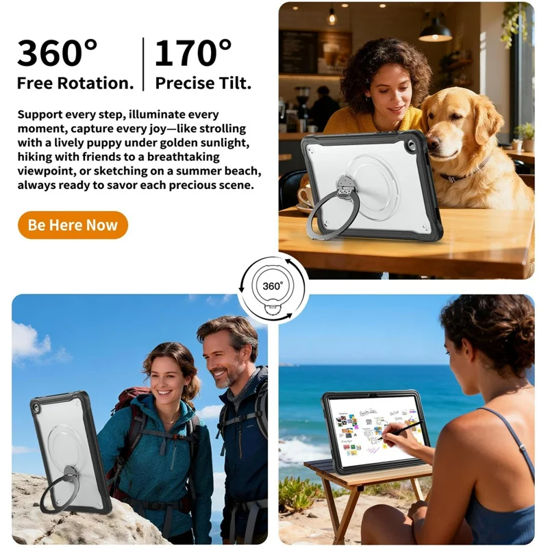 Kickstand Case with Shoulder Strap / Screen Film for Samsung Galaxy Tab A11+ Drop Protection TPU + PC Tablet Cover - Black