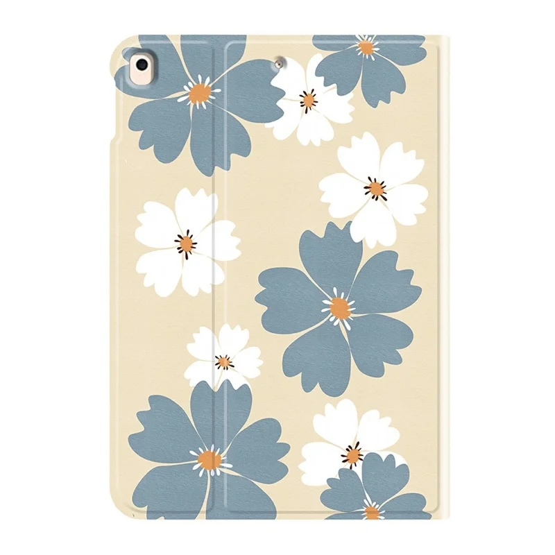 PU Leather Case For iPad 10.2 (2021)  /  (2019)  /  (2020) Pattern Print Tablet Cover Stand with Pen Slot (Stylus Not Included) - Blue Daisies