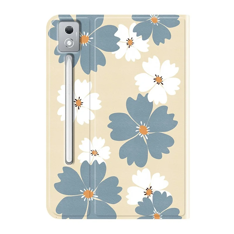 For Lenovo Tab P12 Pro 12.7 2025 PU Leather Case Pattern Print Tablet Cover Stand with Pen Slot (Stylus Not Included)  - Blue Daisies