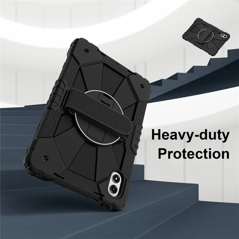 Tablet Case For Xiaomi Redmi Pad 2 Pro Silicone + PC Kickstand Cover with Handy Strap - Black / Black