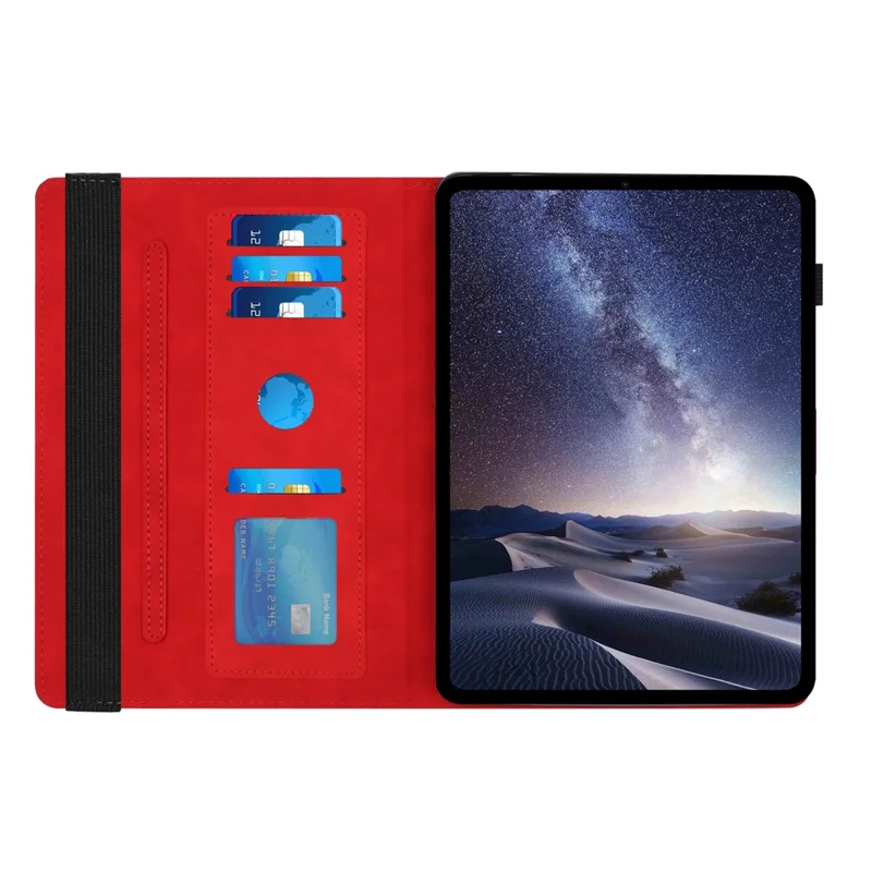 Leather Case For iPad mini (2024)  /  (2021) Rotatable Honeycomb Imprinted Shockproof Tablet Cover with Stand  - Red