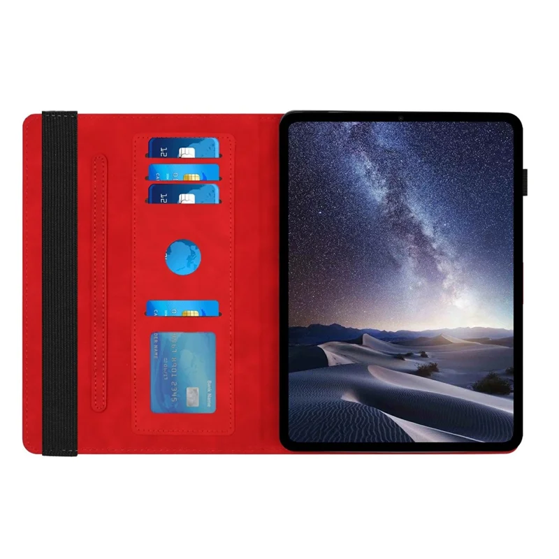 For Samsung Galaxy Tab A9 Leather Case Rotatable Honeycomb Imprinted Shockproof Tablet Cover with Stand  - Red