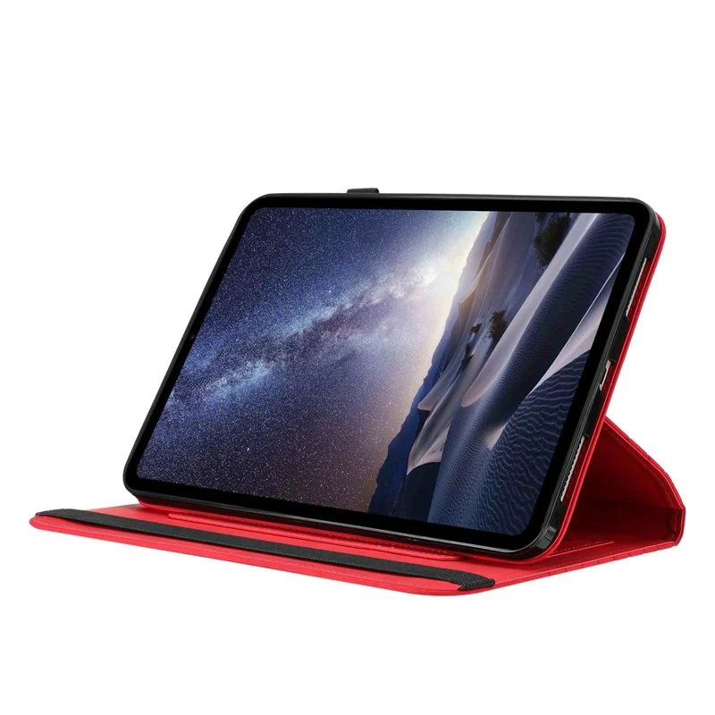 Leather Case For Samsung	Galaxy Tab S9 FE  /  S9 Rotatable Honeycomb Imprinted Shockproof Tablet Cover with Stand  - Red