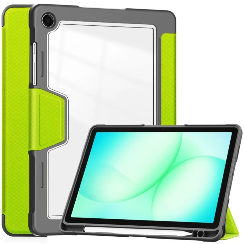 Compra em Volume para Capa com Suporte para Samsung Galaxy Tab A11 / A9, Capa Antiqueda em TPU, Acrílico e Couro PU com Suporte para Caneta - Verde