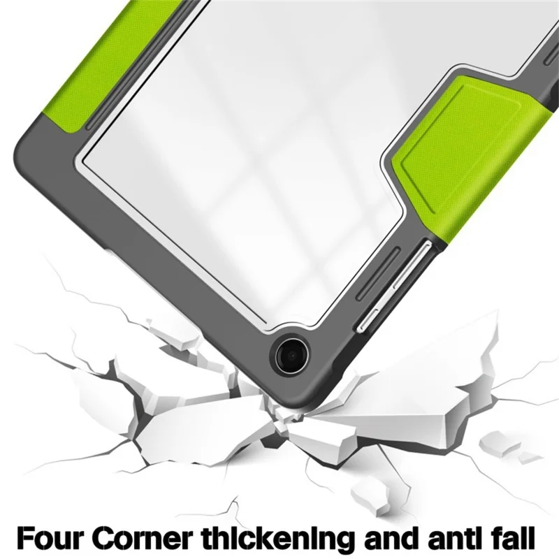 Compra em Volume para Capa com Suporte para Samsung Galaxy Tab A11 / A9, Capa Antiqueda em TPU, Acrílico e Couro PU com Suporte para Caneta - Verde