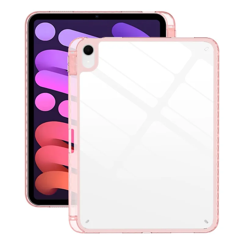 For iPad (2025)  /  10.9 (2022) Case TPU + Acrylic Clear Back Ultra Thin Tablet Cover with Pen Slot - Light Pink