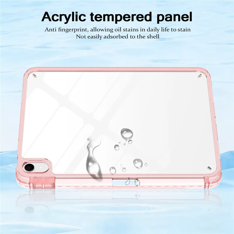 For iPad (2025)  /  10.9 (2022) Case TPU + Acrylic Clear Back Ultra Thin Tablet Cover with Pen Slot - Light Pink