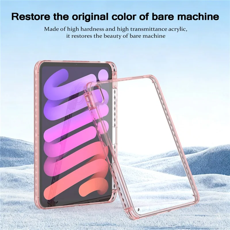 For iPad (2025)  /  10.9 (2022) Case TPU + Acrylic Clear Back Ultra Thin Tablet Cover with Pen Slot - Light Pink