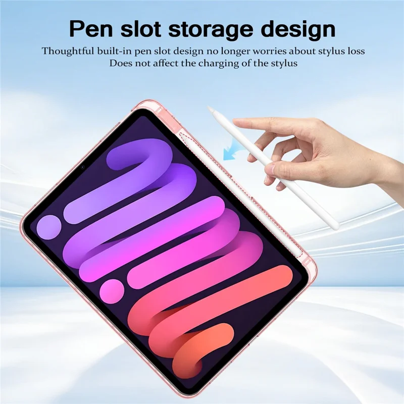 For iPad (2025)  /  10.9 (2022) Case TPU + Acrylic Clear Back Ultra Thin Tablet Cover with Pen Slot - Light Pink