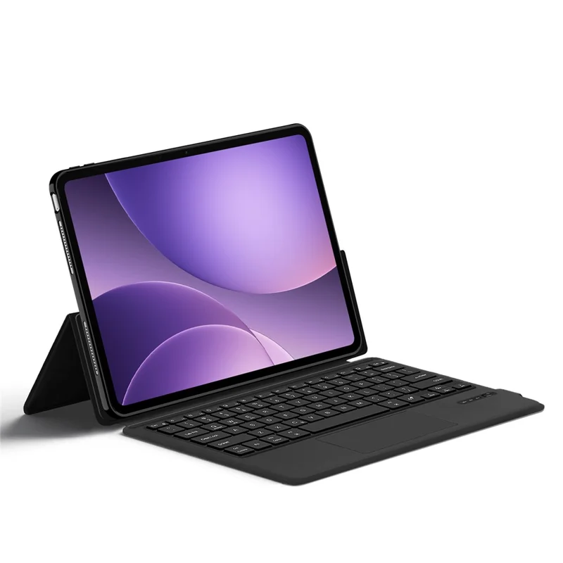 For OnePlus Pad Go 2 Leather Case + Touchpad Bluetooth-Compatible Keyboard with Backlit - Black