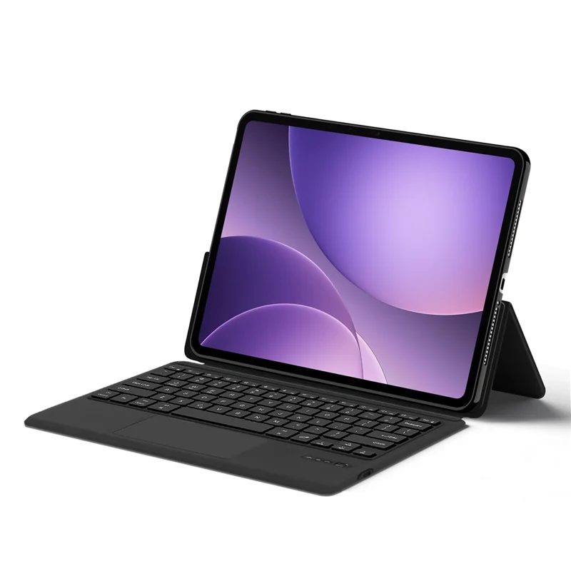 For OnePlus Pad Go 2 Leather Case + Touchpad Bluetooth-Compatible Keyboard with Backlit - Black