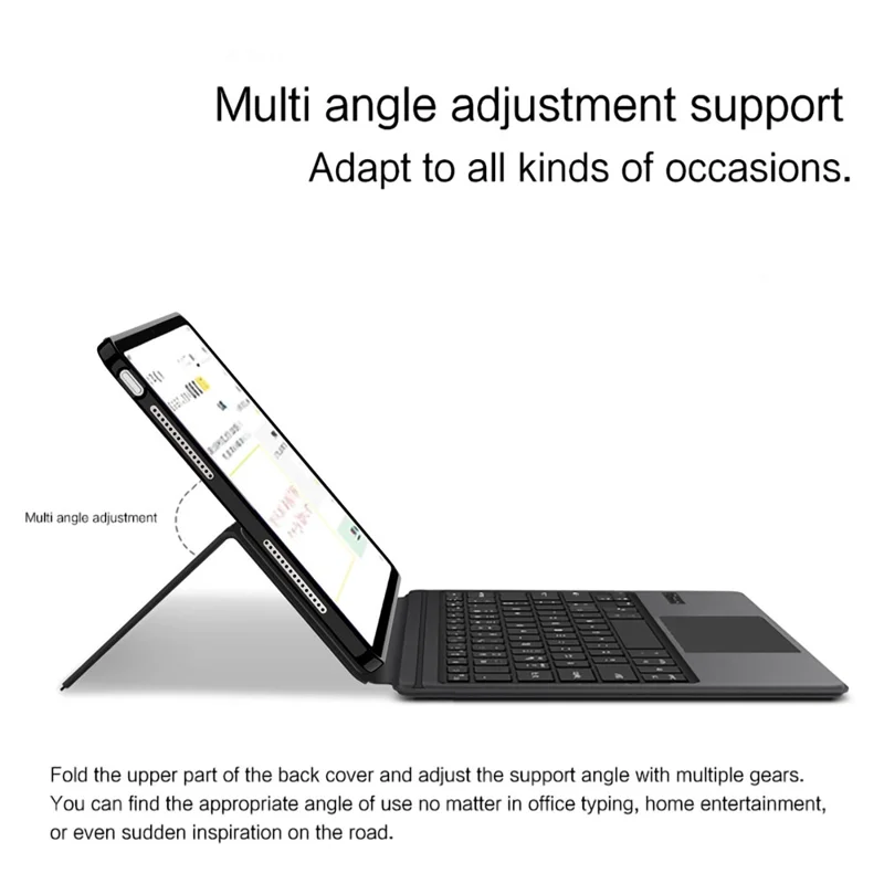 For OnePlus Pad Go 2 Leather Case + Touchpad Bluetooth-Compatible Keyboard with Backlit - Black