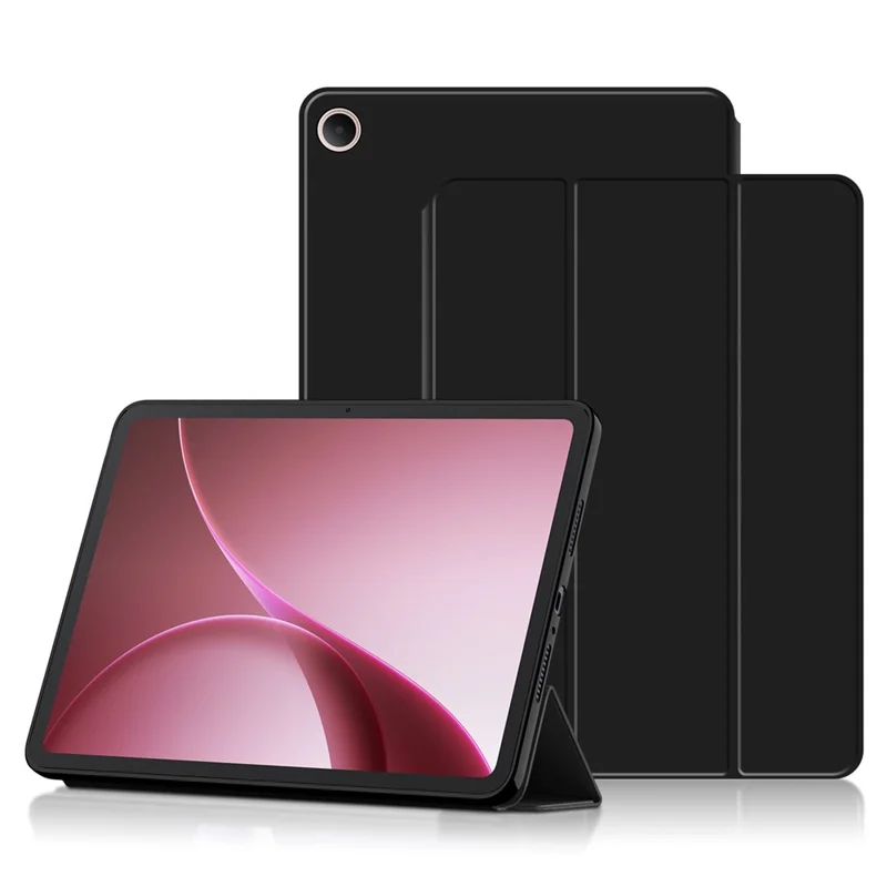 For Oppo Pad Air5 Case PU Leather TPU Back Trifold Stand Tablet Cover - Black