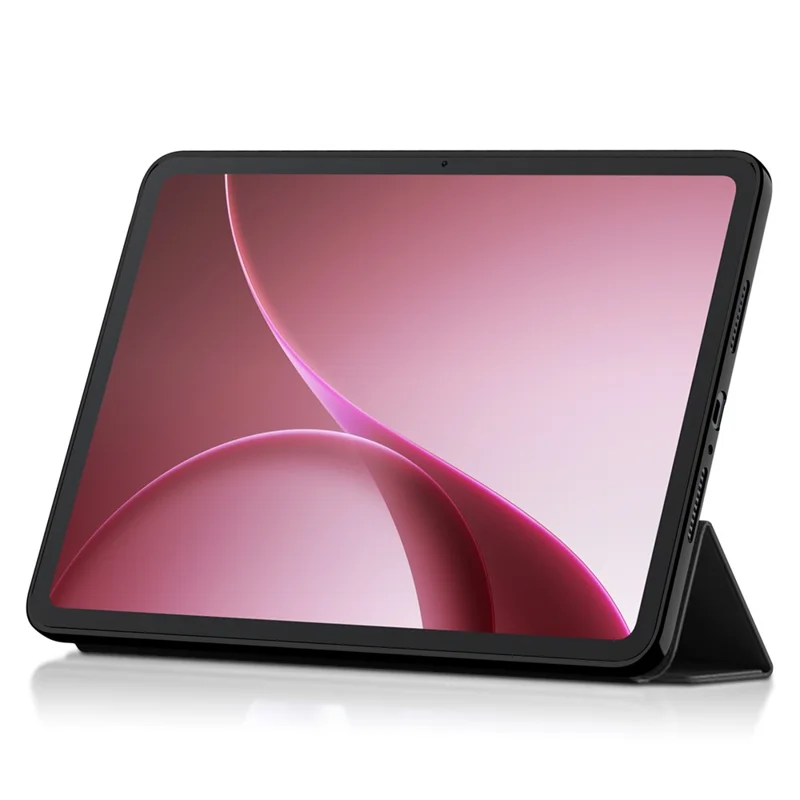 For Oppo Pad Air5 Case PU Leather TPU Back Trifold Stand Tablet Cover - Black