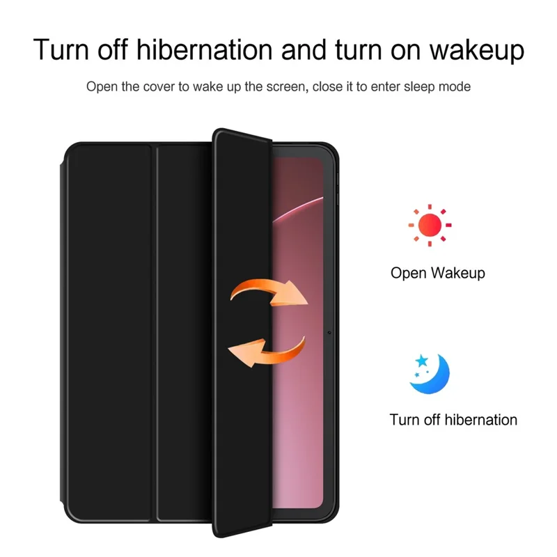For Oppo Pad Air5 Case PU Leather TPU Back Trifold Stand Tablet Cover - Black