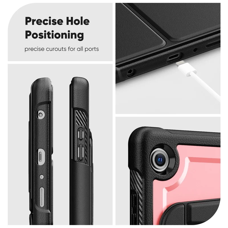 For Samsung Galaxy Tab A11 / A9 Tablet Case Detachable PC + TPU + PU Leather Flip Cover - Pink