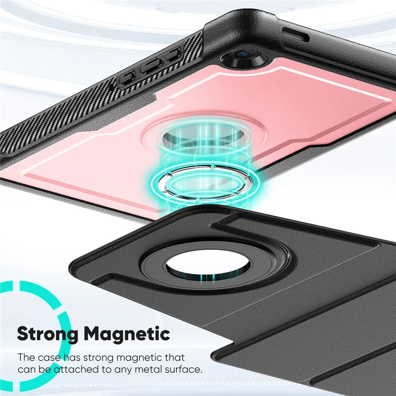 For Samsung Galaxy Tab A11 / A9 Tablet Case Detachable PC + TPU + PU Leather Flip Cover - Pink