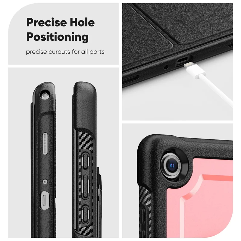 For Samsung Galaxy Tab A11+ / A9+ Tablet Case Detachable PC + TPU + PU Leather Flip Cover - Pink