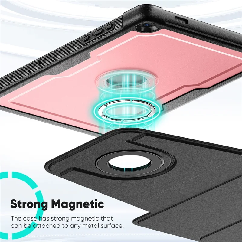 For Samsung Galaxy Tab A11+ / A9+ Tablet Case Detachable PC + TPU + PU Leather Flip Cover - Pink