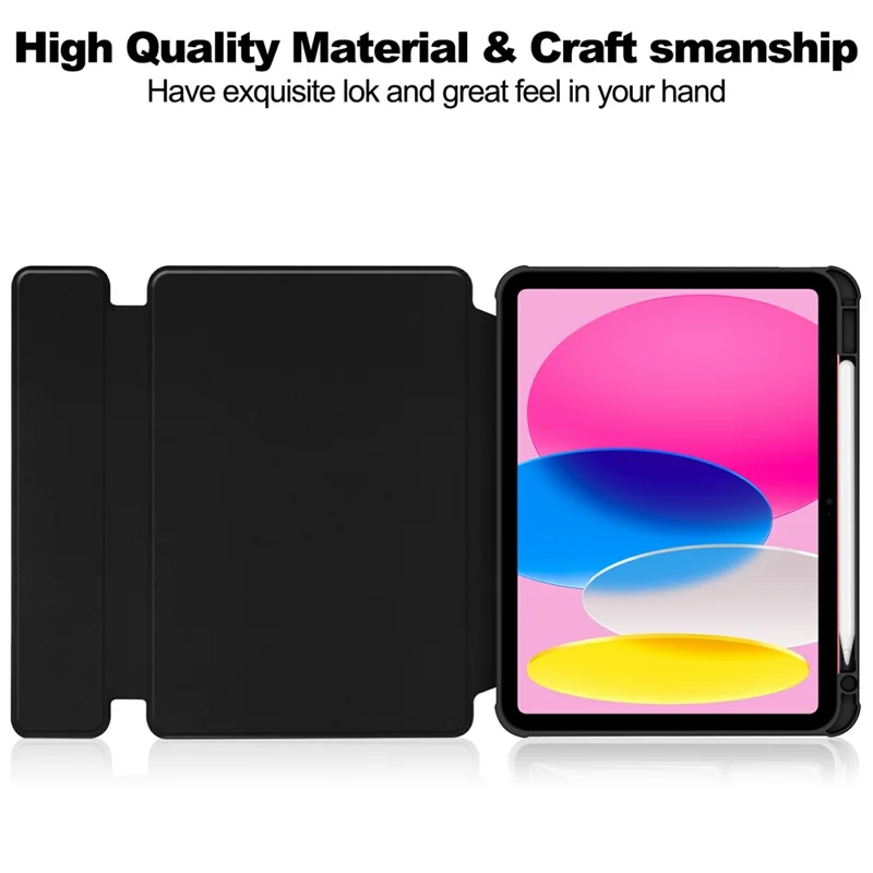 For iPad (2025)  /  10.9 (2022) Case 360 Degree Rotary Stand PU Leather + Acrylic Tablet Cover (Without Keyboard) - Black