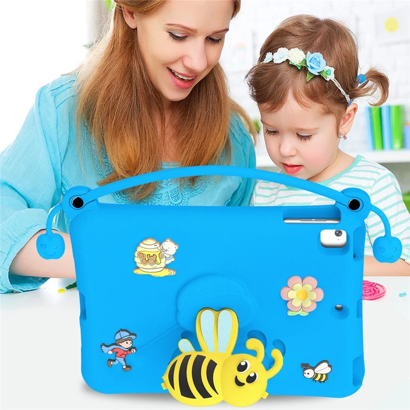 EVA Case For iPad 9.7-inch (2018)  /  (2017)  /  Pro 9.7 inch (2016)  /  Air 2  /  Air (2013) Bee Style Kickstand Tablet Cover with Carry Handle - Blue