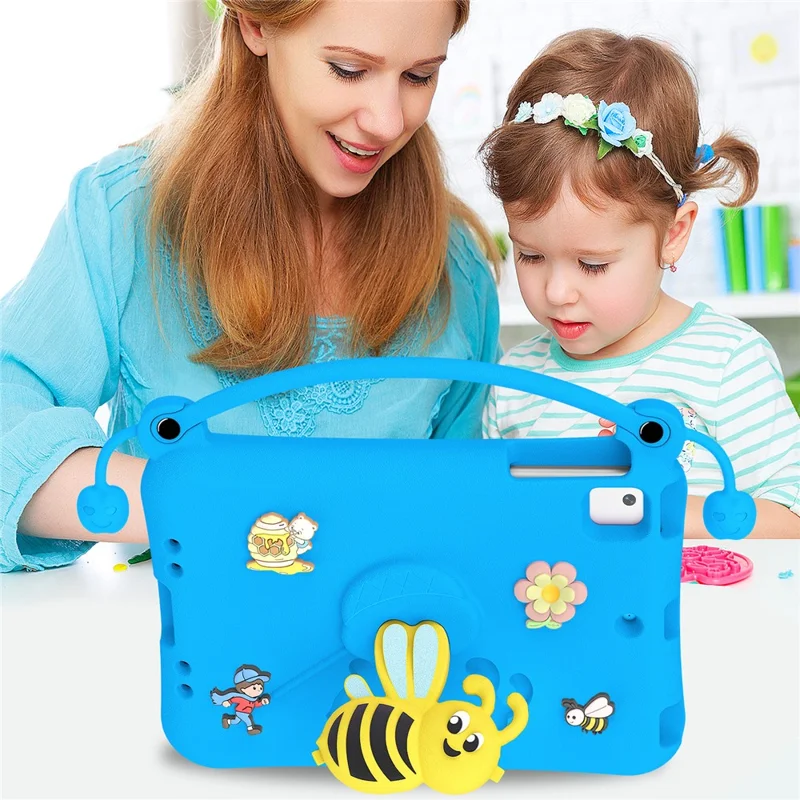 Capa EVA para iPad mini (2019) 7,9 polegadas / mini 4 / mini 3 / Mini 2 / Mini com Suporte Tipo Abelha e Alça de Transporte - Azul