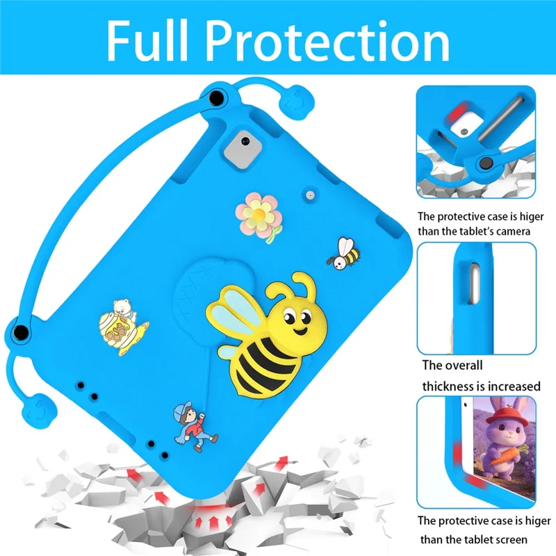 Capa EVA para iPad mini (2019) 7,9 polegadas / mini 4 / mini 3 / Mini 2 / Mini com Suporte Tipo Abelha e Alça de Transporte - Azul