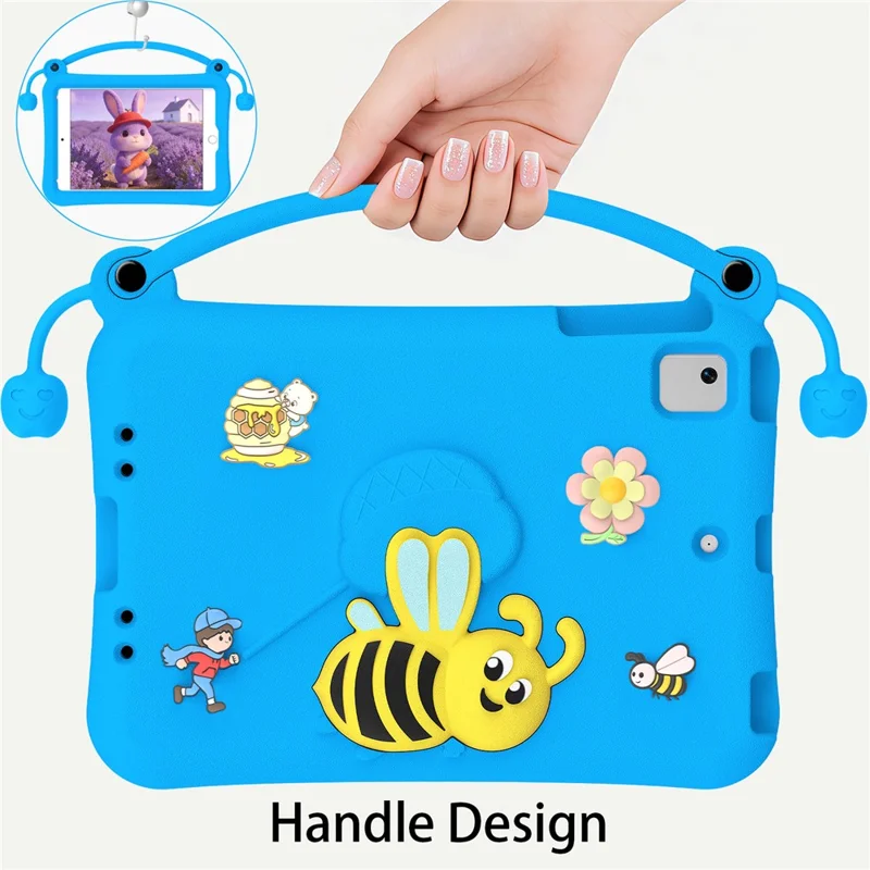 Capa EVA para iPad mini (2019) 7,9 polegadas / mini 4 / mini 3 / Mini 2 / Mini com Suporte Tipo Abelha e Alça de Transporte - Azul