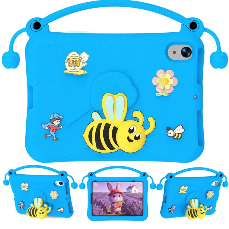 Für iPad mini (2024) / (2021) EVA-Hülle im Bienen-Stil mit Ständer und Tragegriff - Blau