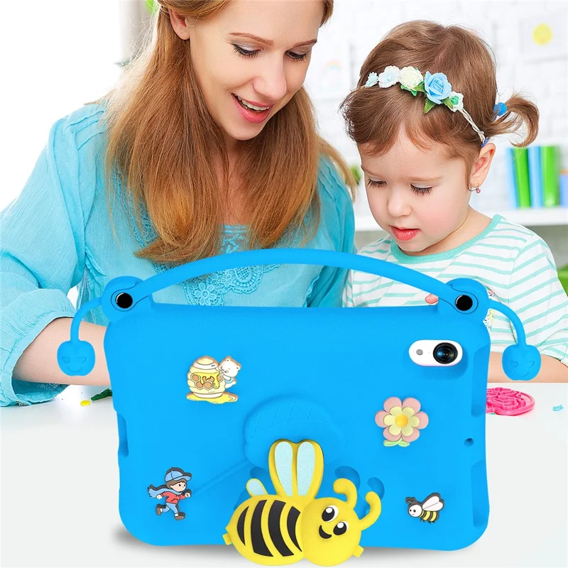 Für iPad mini (2024) / (2021) EVA-Hülle im Bienen-Stil mit Ständer und Tragegriff - Blau