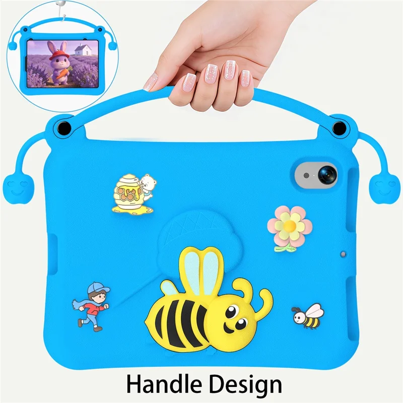 Für iPad mini (2024) / (2021) EVA-Hülle im Bienen-Stil mit Ständer und Tragegriff - Blau