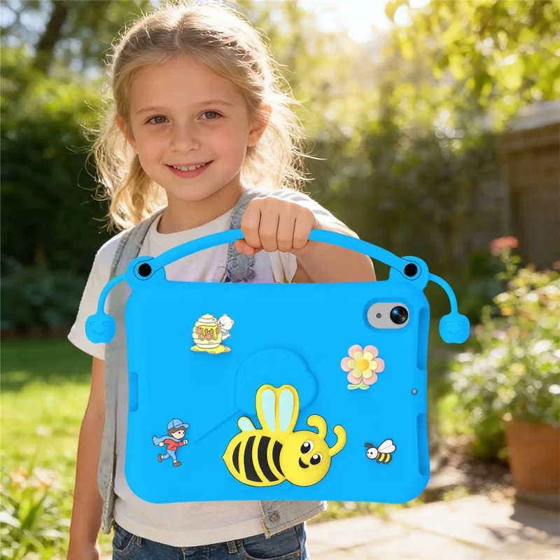 Für iPad mini (2024) / (2021) EVA-Hülle im Bienen-Stil mit Ständer und Tragegriff - Blau
